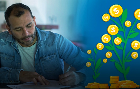 Person looking at finances Person looking at finances