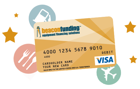 Beacon Funding Visa Gift Card with Icons in background