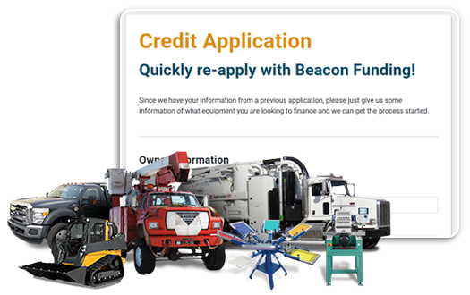 Customer Portal Equipment Financing application with equipment
