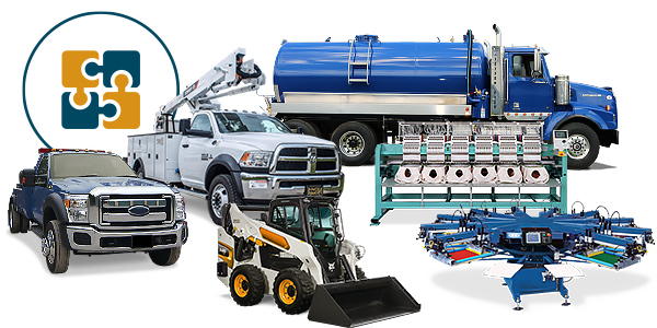 Equipment collage with Flexible Financing icon