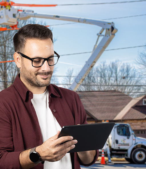 man filling out a financing form on an iPad