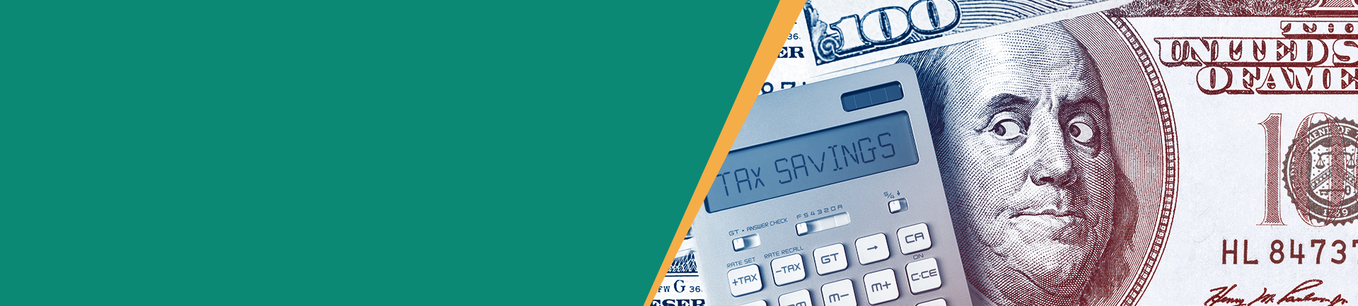calculator with tax savings text