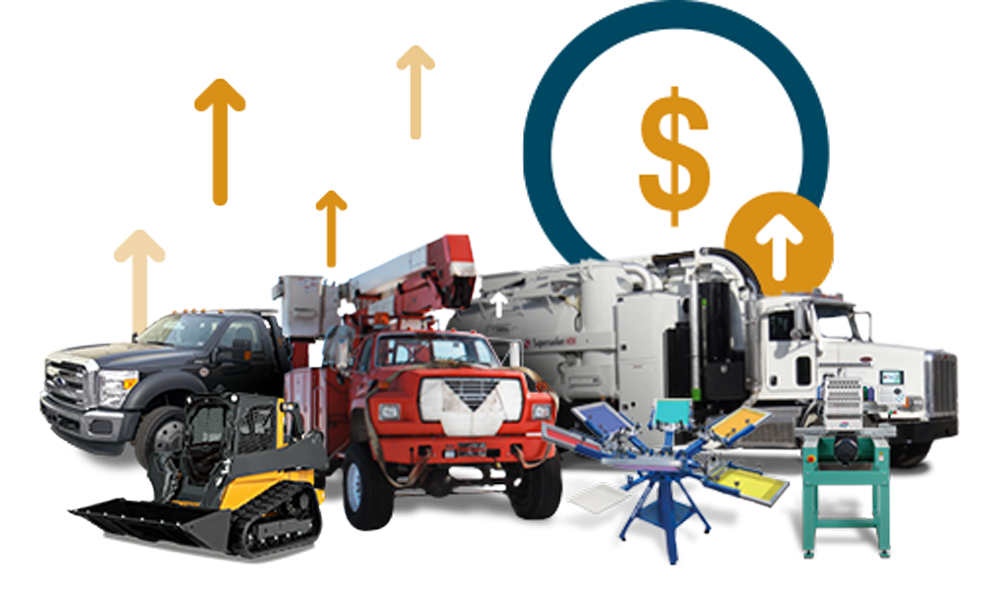 Equipment with arrows going up indicating growth