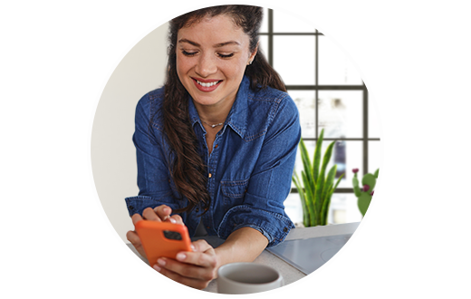 Woman on phone happy