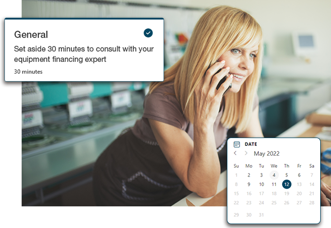 Woman looking at phone, schedule a meeting booking