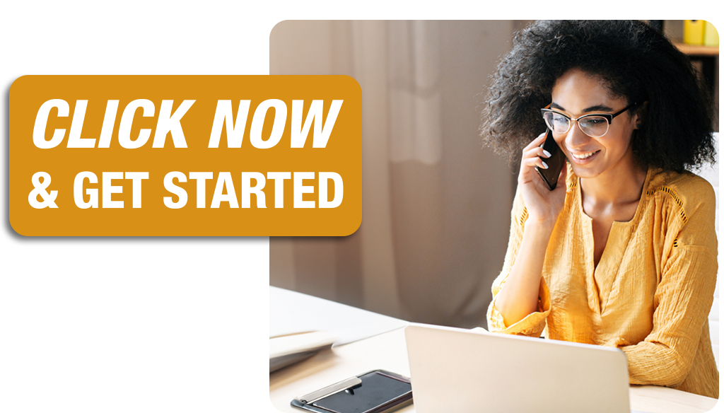 Woman smiling - get started now - click!