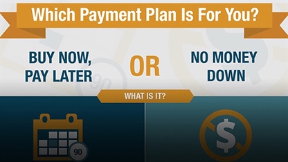 Buy Now, Pay Later Vs. No Money Down Infographic
