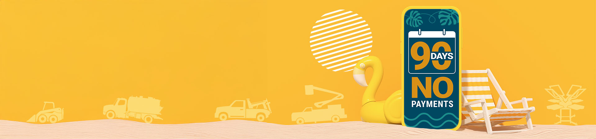 phone in a summer background with equipment icons
