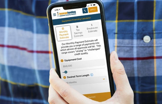 Beacon Funding's mobile app features a monthly payment calculator to quick show your next tow truck purchase's low monthly payment.