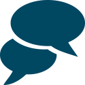 Two bubble icons representing a customer talking to a Beacon Funding representative. Two bubble icons representing a customer talking to a Beacon Funding representative.