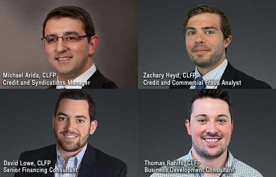 Professional headshots of (clockwise) Michael Arida, Zachary Heyd, David Lowe, Thomas Rahlfs.