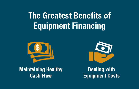Two of the greatest benefits of equipment financing for your start-up business is maintaining healthy cash flow and dealing with equipment costs.