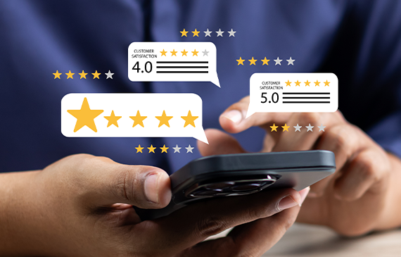 A financing customer checks their mobile phone to see Beacon Funding's 4 and 5 star reviews on Google. A financing customer checks their mobile phone to see Beacon Funding's 4 and 5 star reviews on Google.