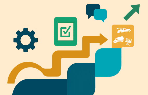 A stylized graphic illustrating a business growth journey with arrows, gears, checklists, and equipment icons. The flowing path represents how companies can move forward faster by financing essential equipment. Beacon Funding’s brand message is reflected through visuals that emphasize smoother approvals, streamlined processes, and long‑term business growth supported through flexible equipment financing.