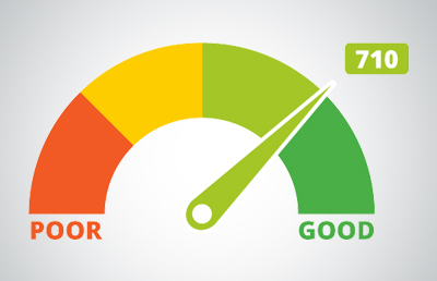 An arrow points to the right and in the green, representing good business credit score. An arrow points to the right and in the green, representing good business credit score.