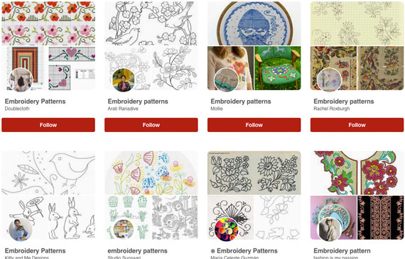 Two embroidery businesses featured on Pinterest.