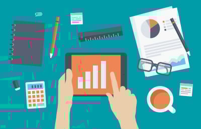Someone uses a tablet to look at a chart. Someone uses a tablet to look at a chart.