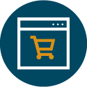 Web page with a shopping cart in the center