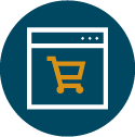 Web page with a shopping cart in the center