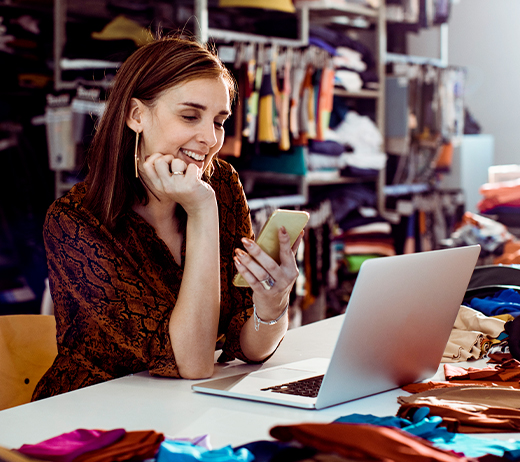 Woman looking at computer