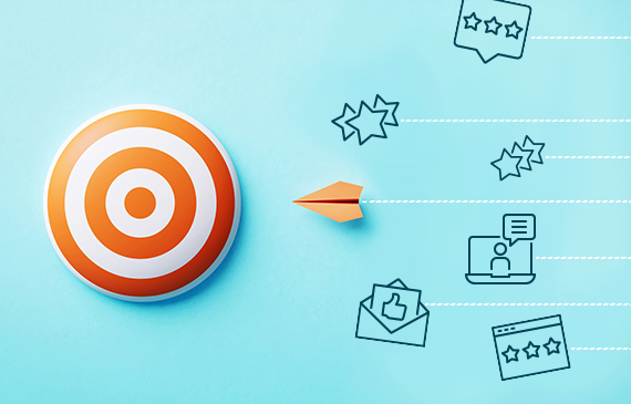 A flying airplane flies from the right side of the screen to the left where it is about to hit an orange circular target. A flying airplane flies from the right side of the screen to the left where it is about to hit an orange circular target.